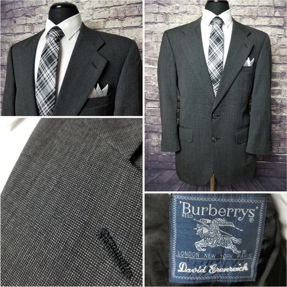 Burberry Vintage 38S Charcoal Gray Nailhead Blazer - Picture 1 of 7